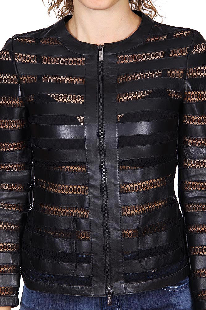 Armani Collezioni ladies leather jacket NMG50P NMP56 999