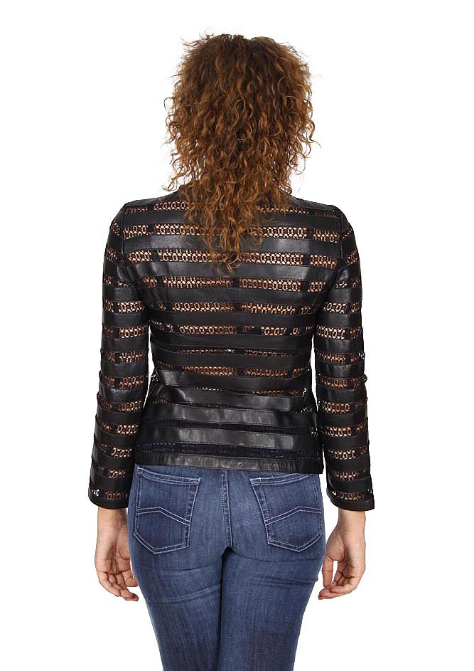 Armani Collezioni ladies leather jacket NMG50P NMP56 999