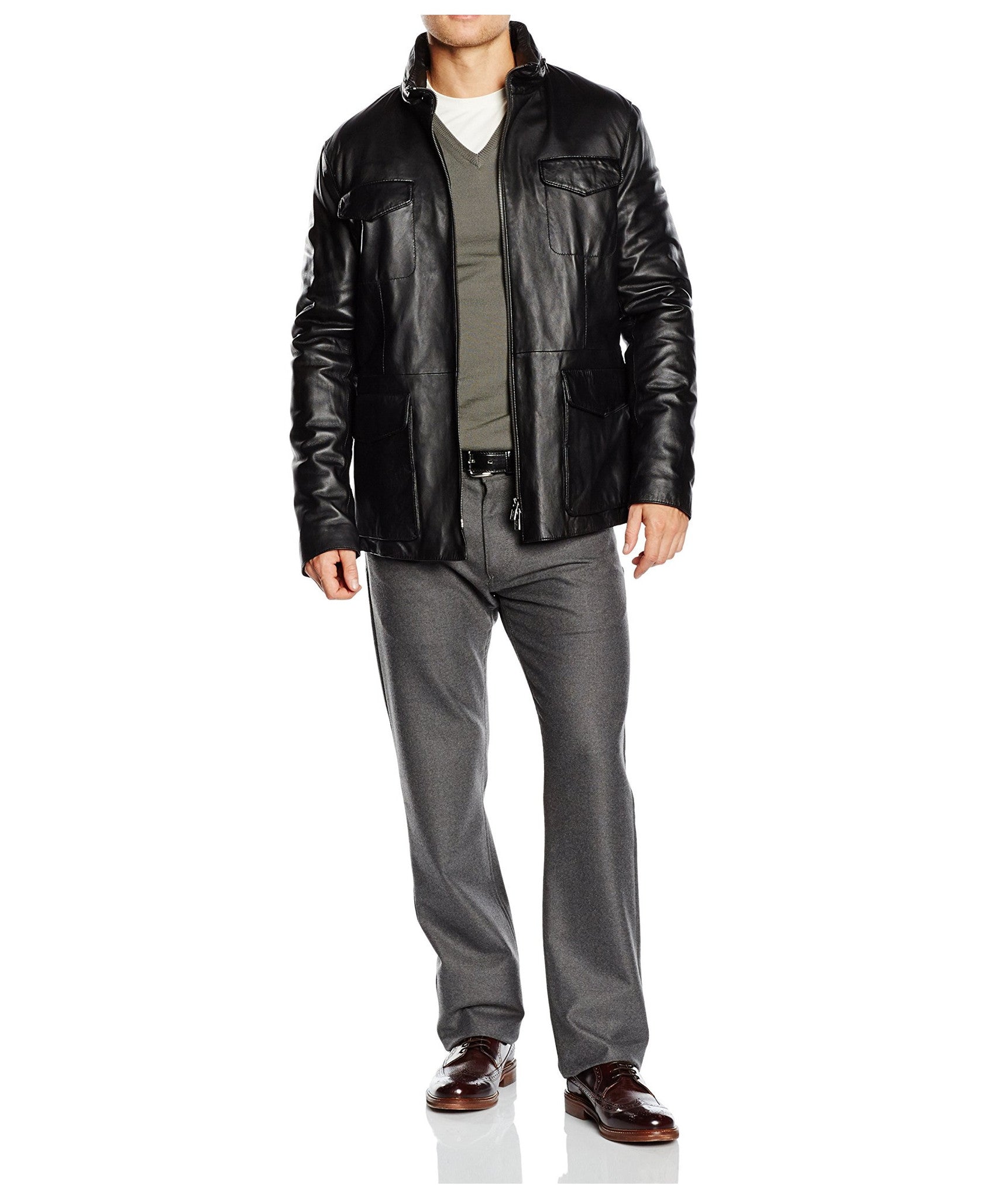 Armani Collezioni mens leather jacket PCG82P PCP81 999