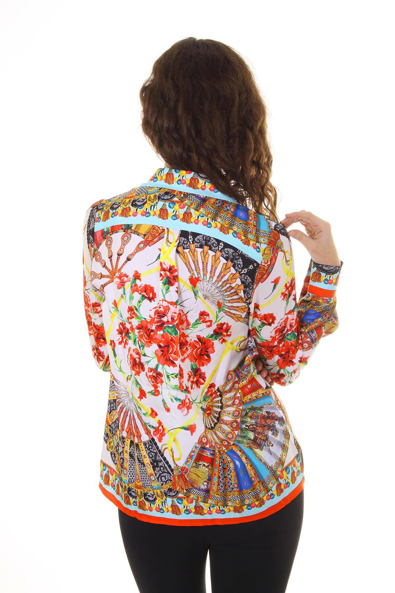 Dolce & Gabbana Carretto Siciliano ladies shirt long sleeve F5F01T FP122 X0800