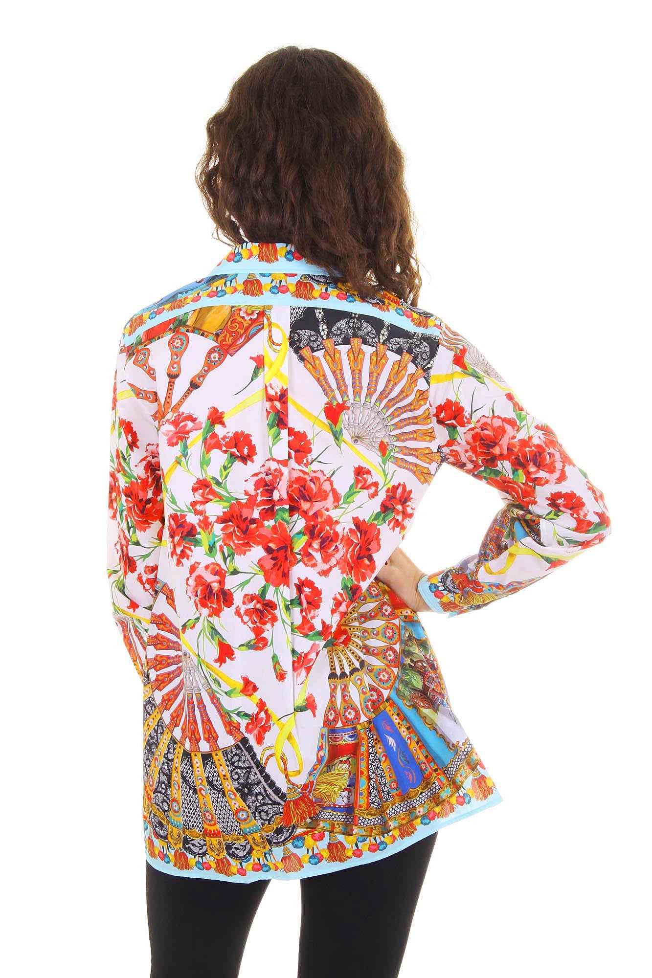 Dolce & Gabbana Carretto Siciliano ladies shirt long sleeve F5F02T FP5IJ X0800