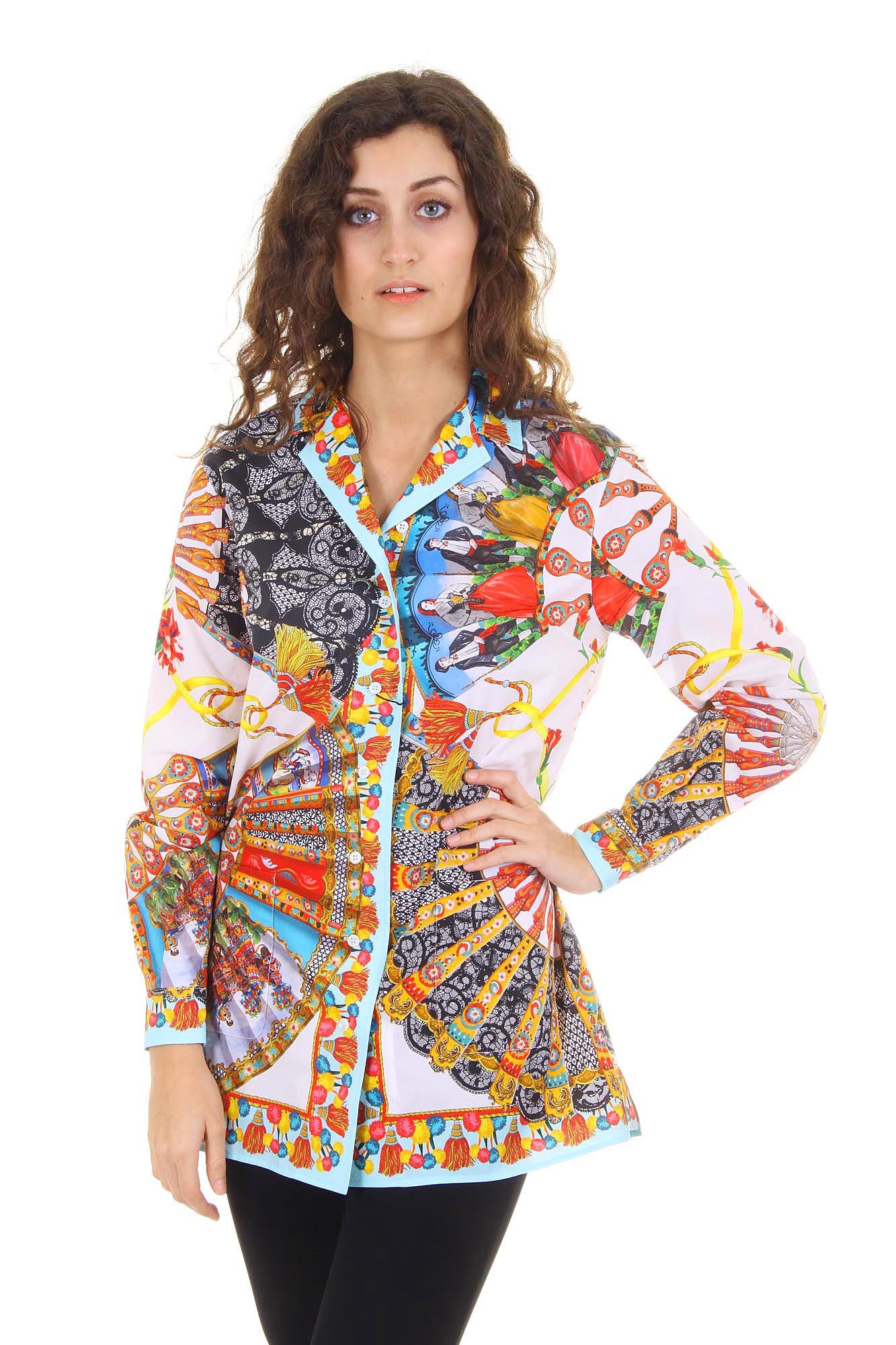 Dolce & Gabbana Carretto Siciliano ladies shirt long sleeve F5F02T FP5IJ X0800