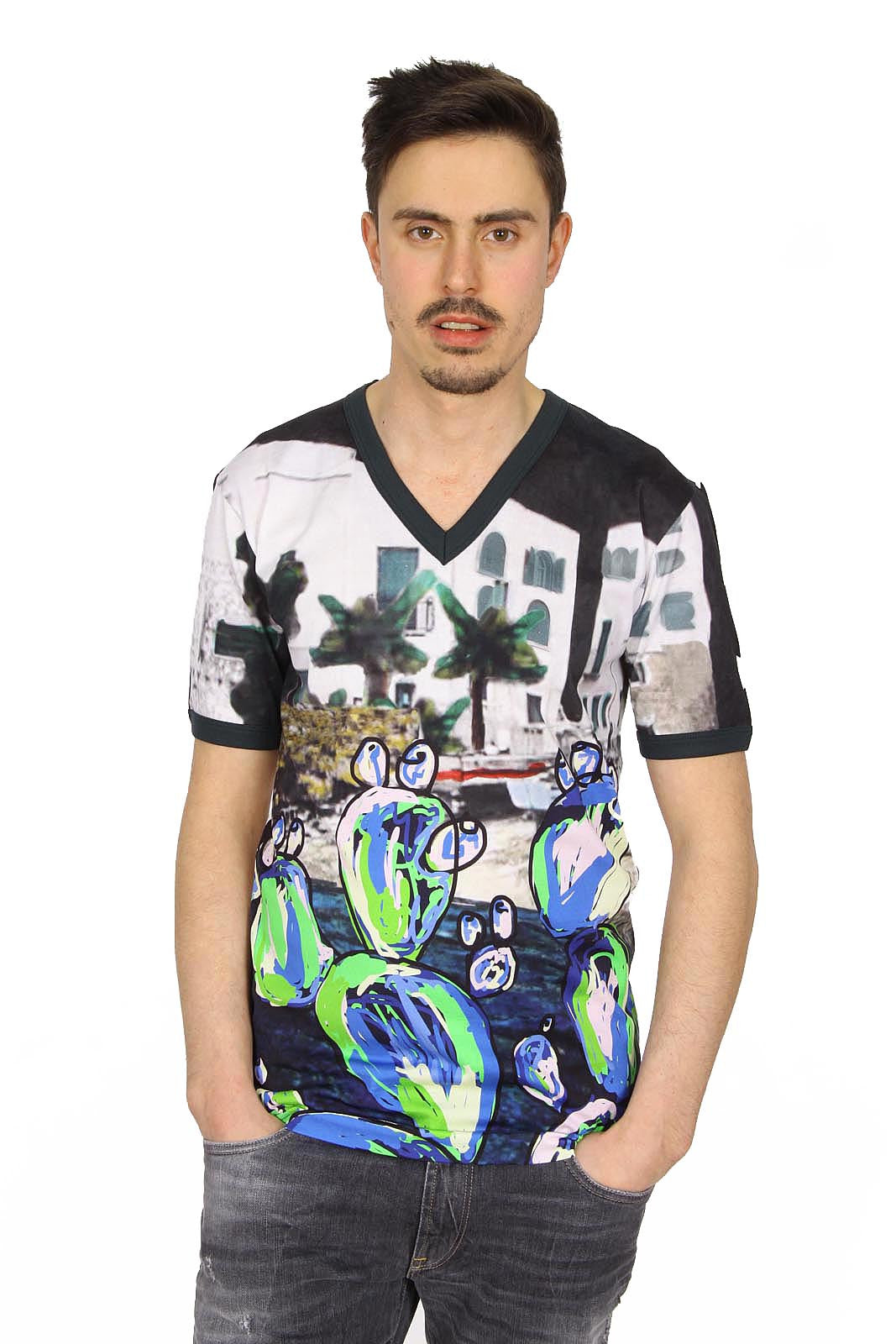 Dolce & Gabbana mens t-shirt V neck short sleeve G8EL4T G7AXX S9000