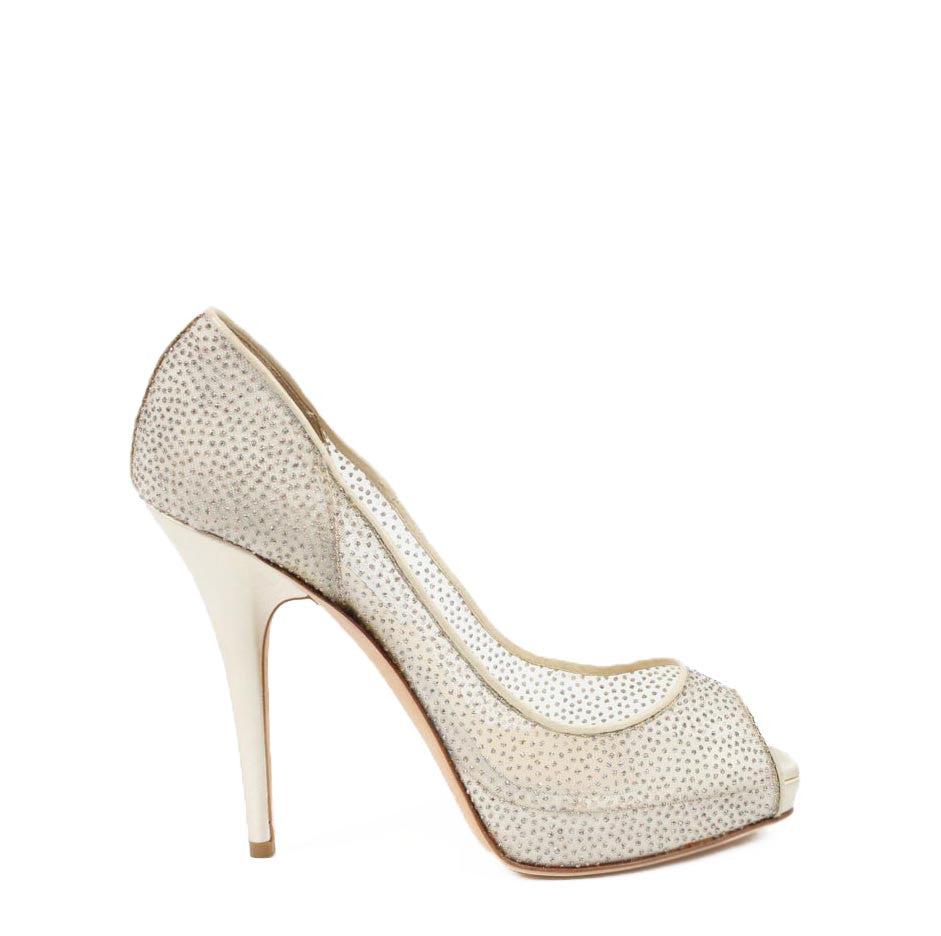 Jimmy Choo decollete open toe 010COMET Glitter Mesh