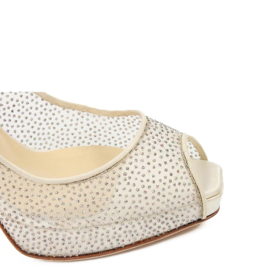 Jimmy Choo decollete open toe 010COMET Glitter Mesh