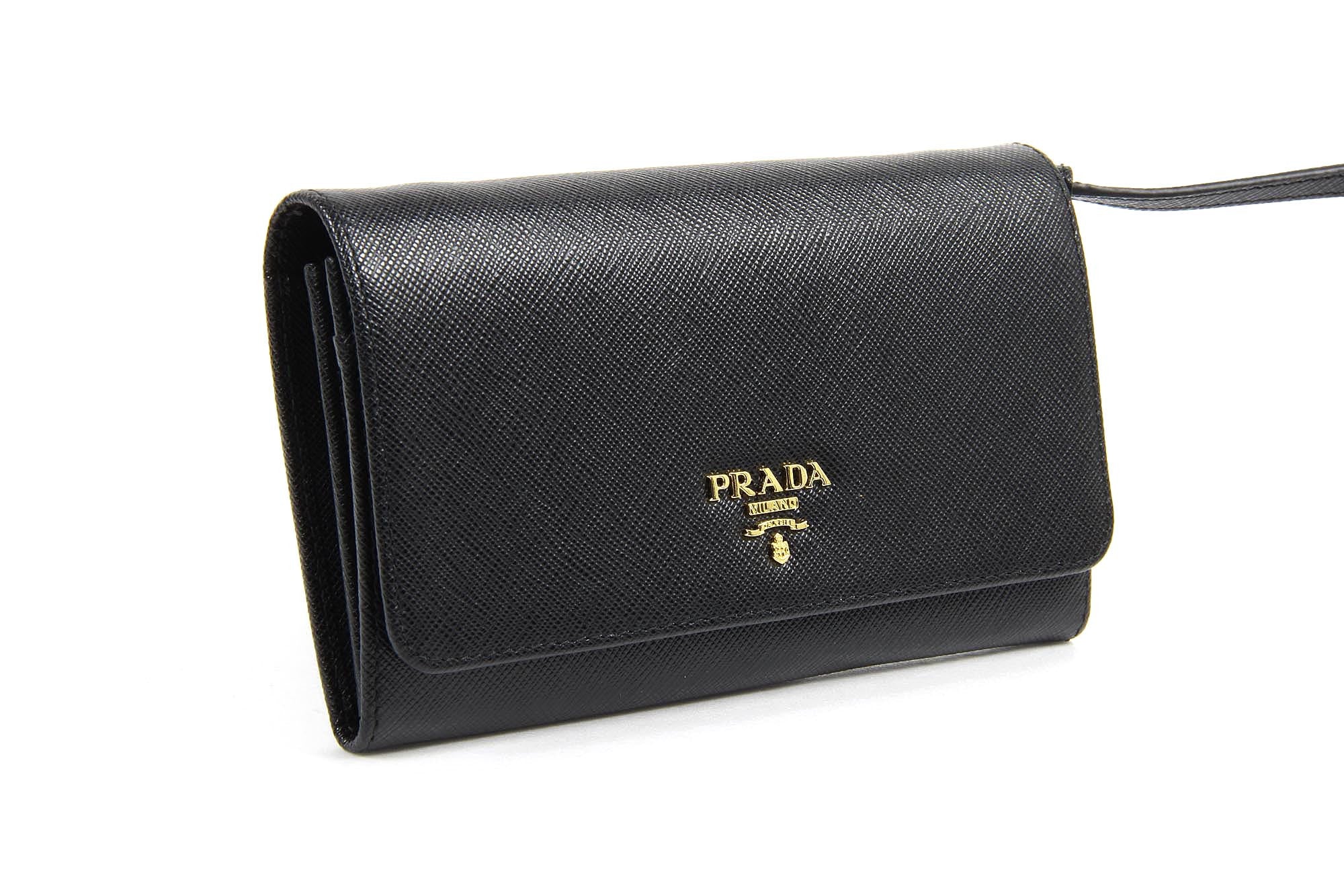 Prada clutch 1MT437 Nero Saffiano Metal