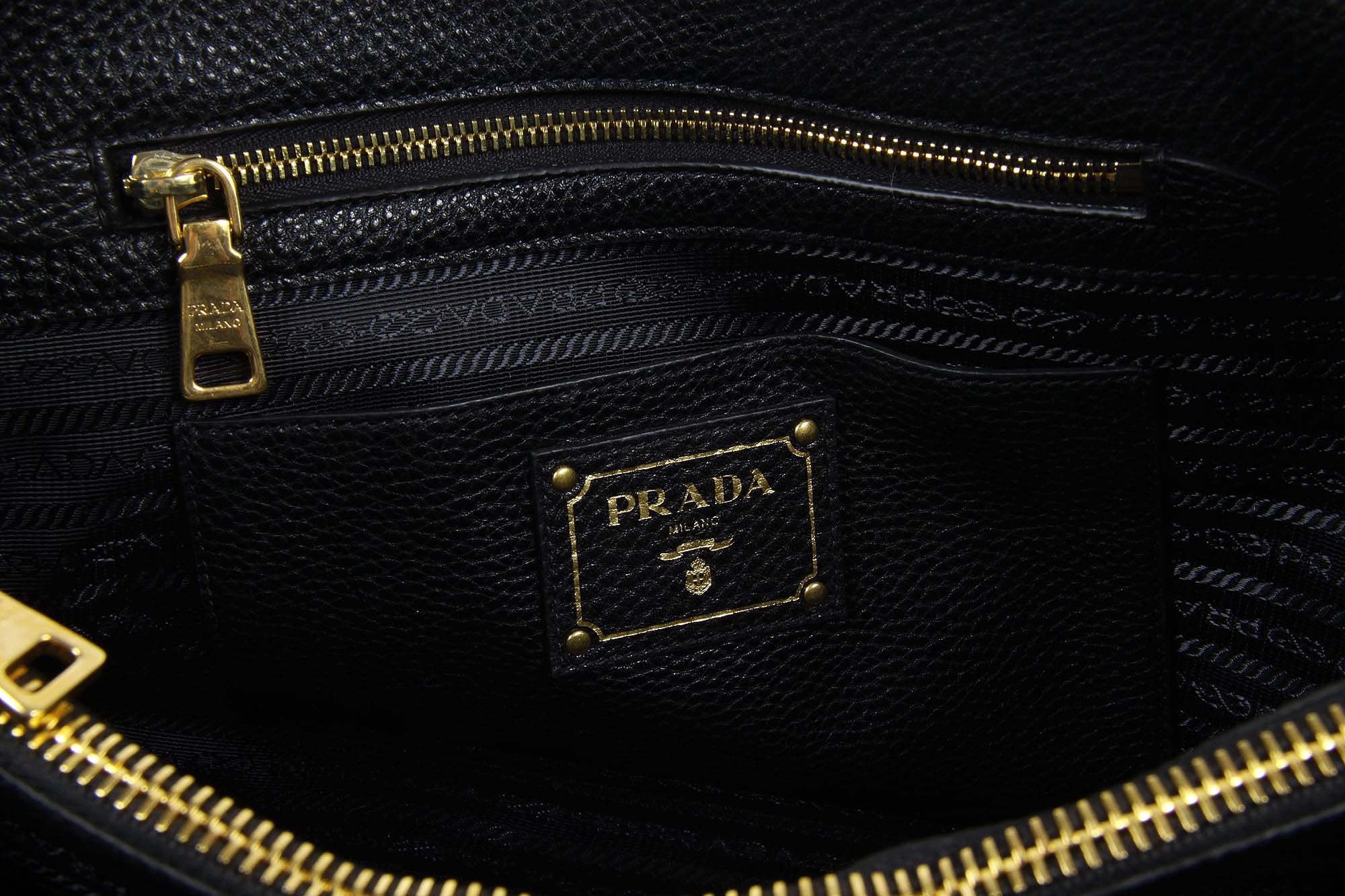 Prada shopping tote handbag BN2794 Nero Vitello Daino