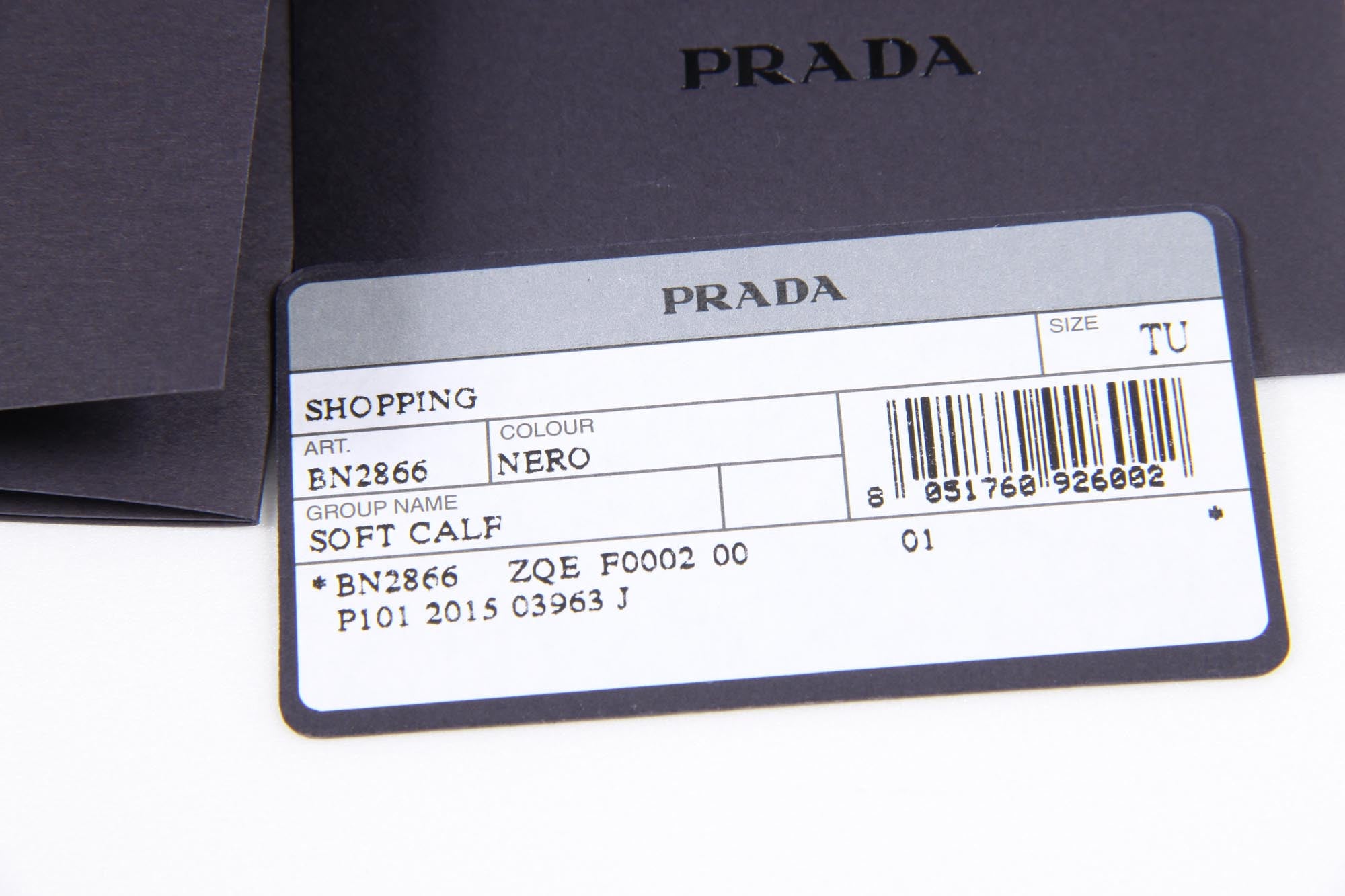 Prada shopping tote handbag BN2866 Nero Soft Calf