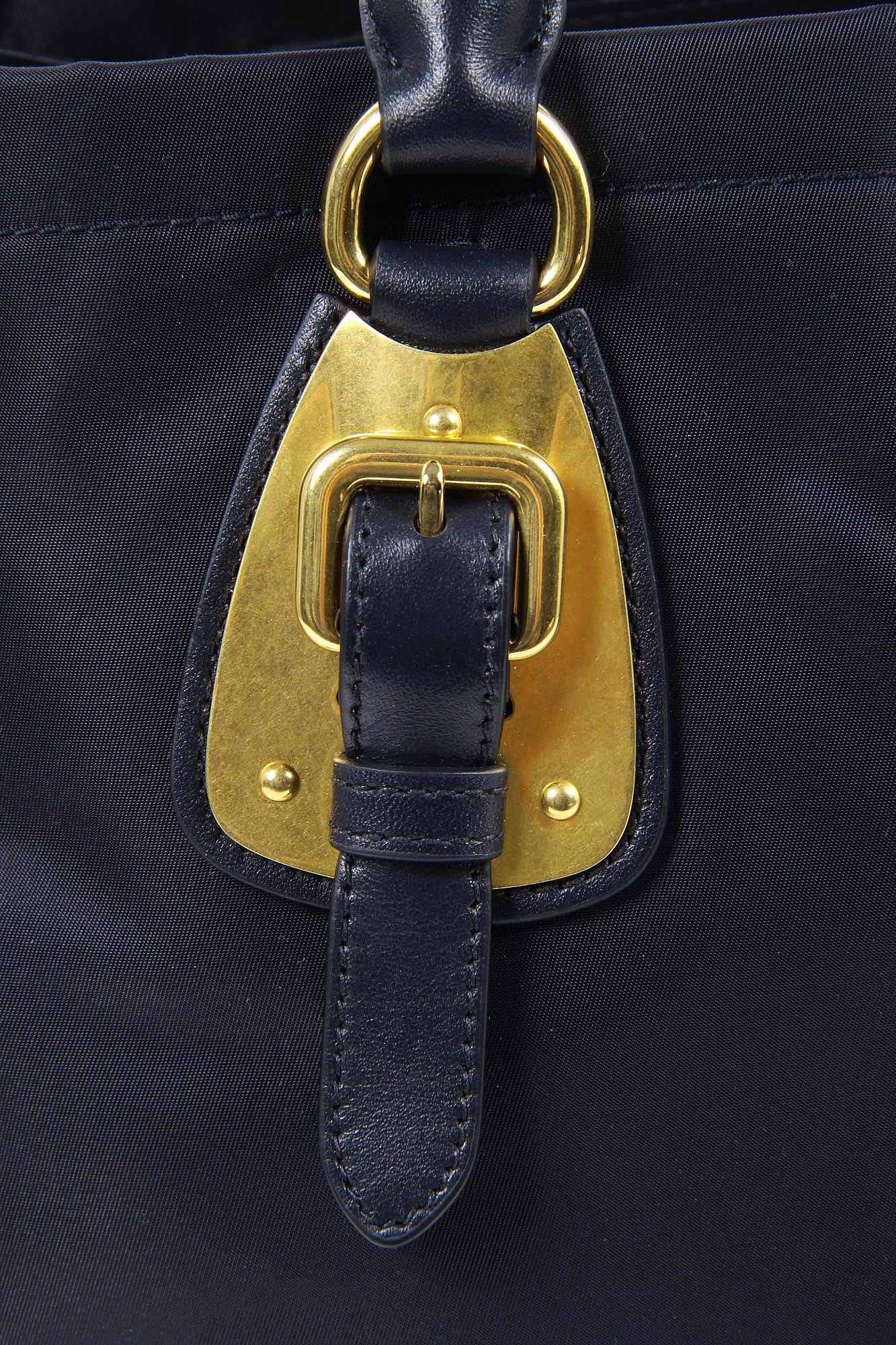 Prada tote handbag BN1902 Bleu Tessuto Soft Calf
