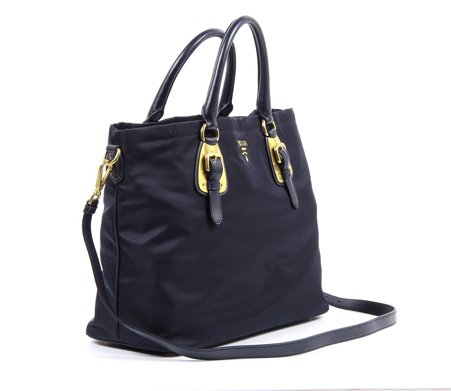 Prada tote handbag BN1902 Bleu Tessuto Soft Calf