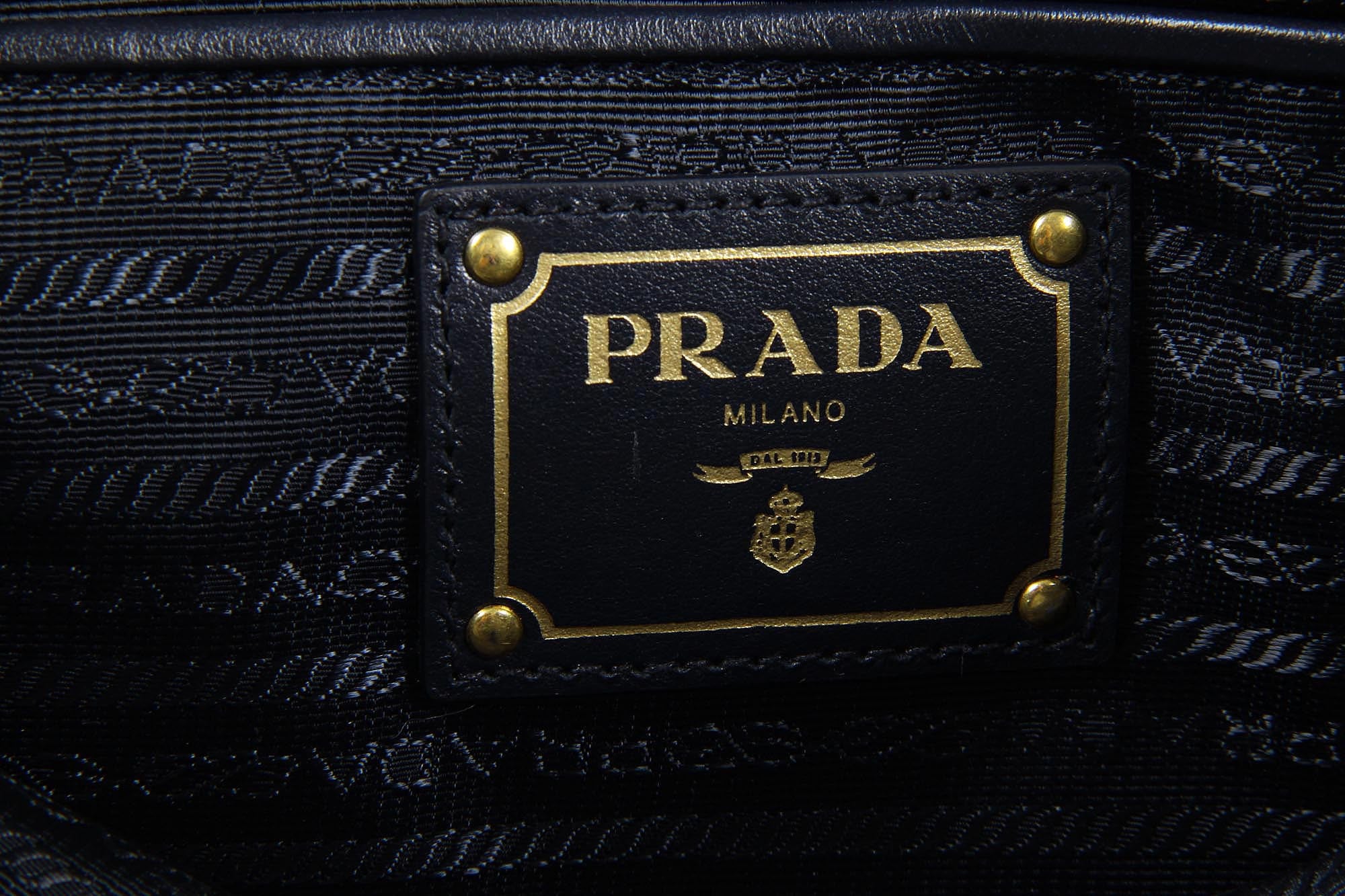 Prada tote handbag BN1902 Bleu Tessuto Soft Calf