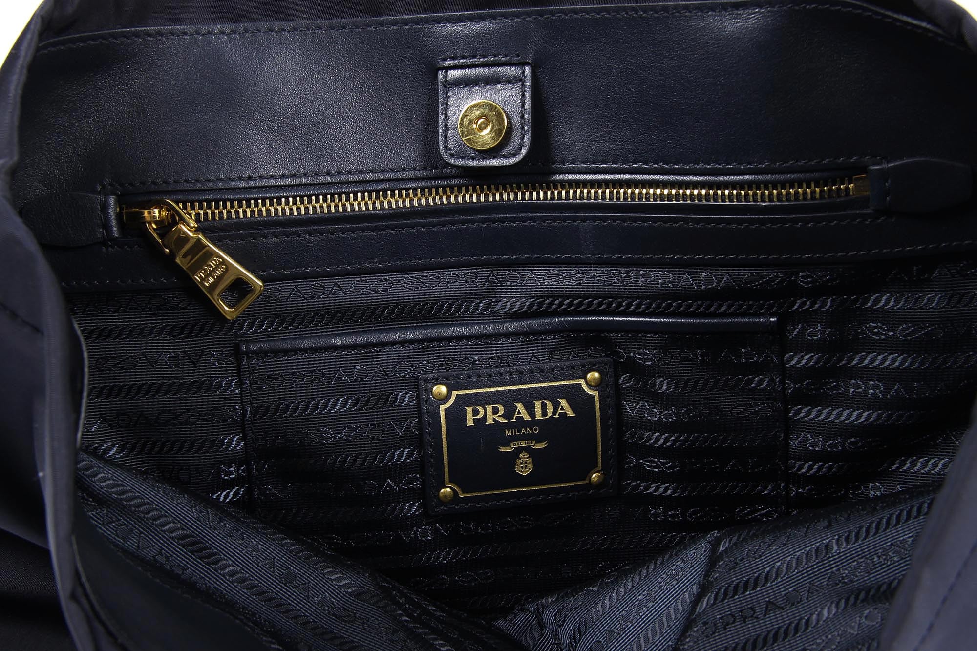 Prada tote handbag BN1902 Bleu Tessuto Soft Calf