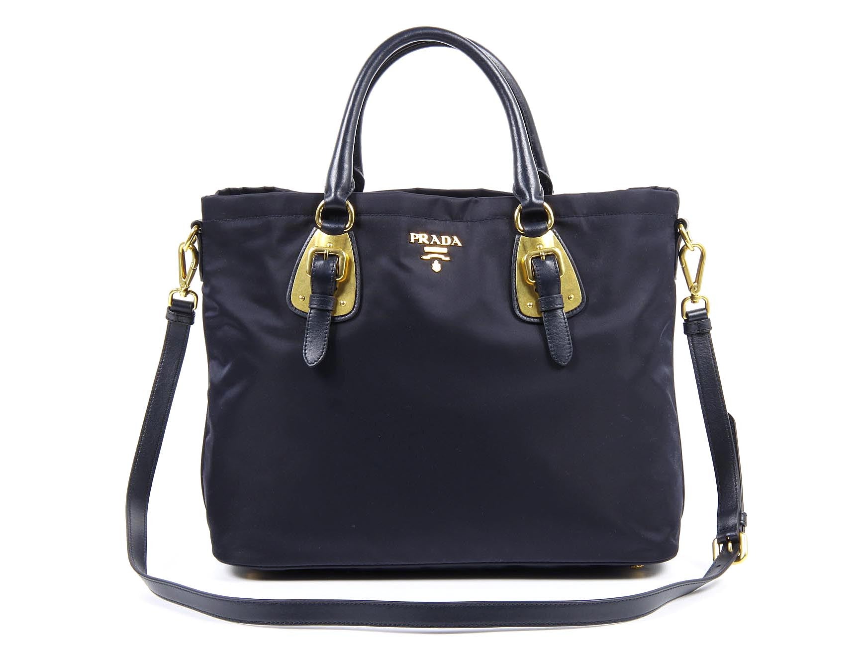 Prada tote handbag BN1902 Bleu Tessuto Soft Calf Just Fashion