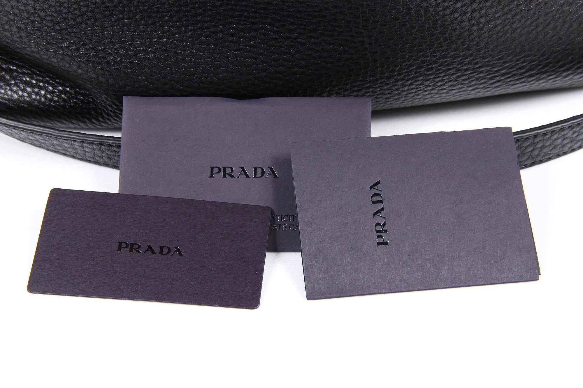 Prada tote hobo handbag BN2534 Nero Vitello Daino