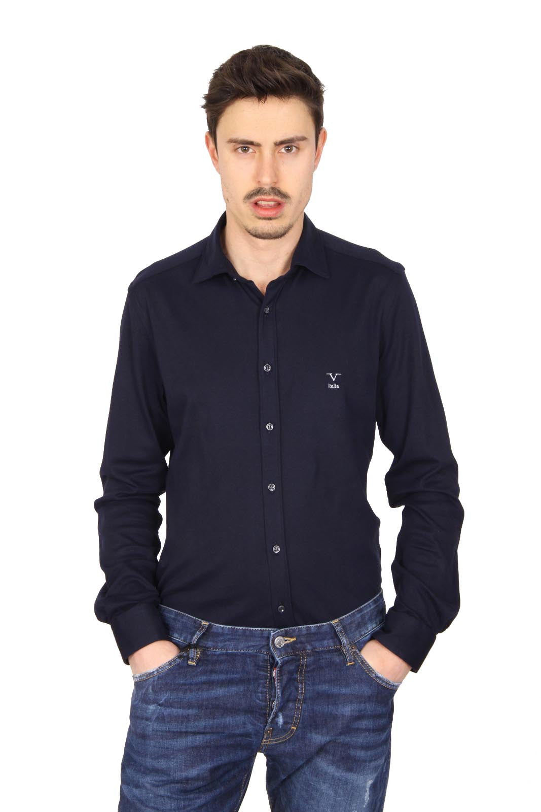 Versace 19.69 Abbigliamento Sportivo Srl mens long sleeve shirt Paris Jersey Blu