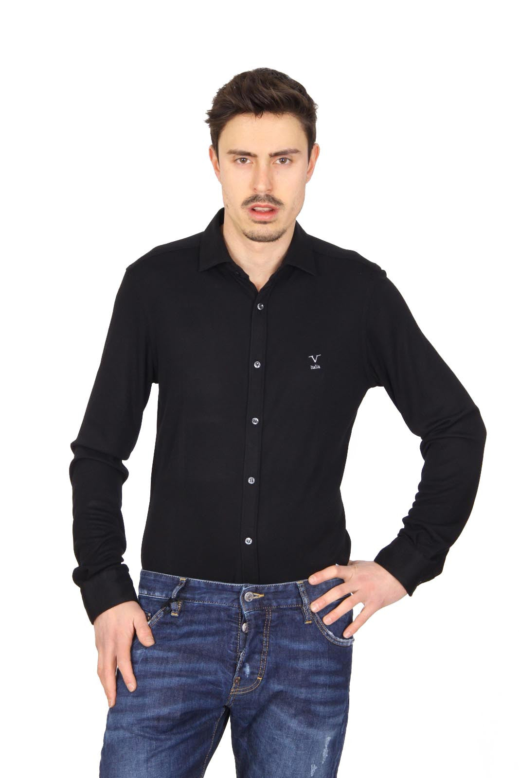Versace 19.69 Abbigliamento Sportivo Srl mens long sleeve shirt Paris Jersey Nero