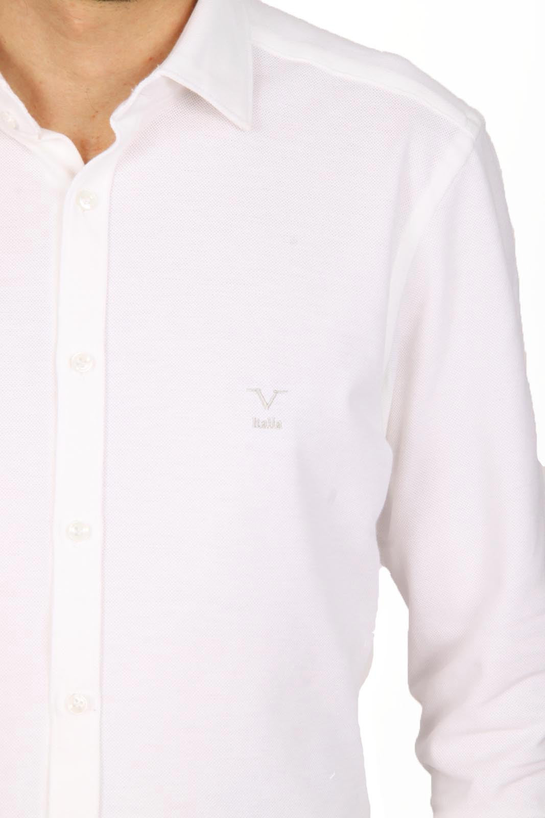 Versace 19.69 Abbigliamento Sportivo Srl mens long sleeve shirt Paris Piquet Bianco