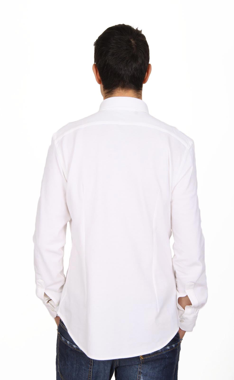 Versace 19.69 Abbigliamento Sportivo Srl mens long sleeve shirt Paris Piquet Bianco