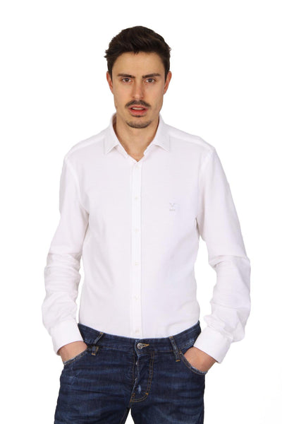 Versace 19.69 Abbigliamento Sportivo Srl mens long sleeve shirt Paris Piquet Bianco