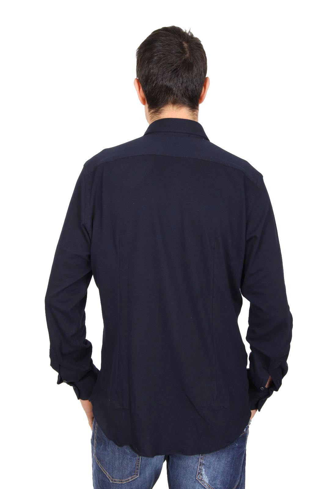 Versace 19.69 Abbigliamento Sportivo Srl mens long sleeve shirt Paris Piquet Blu