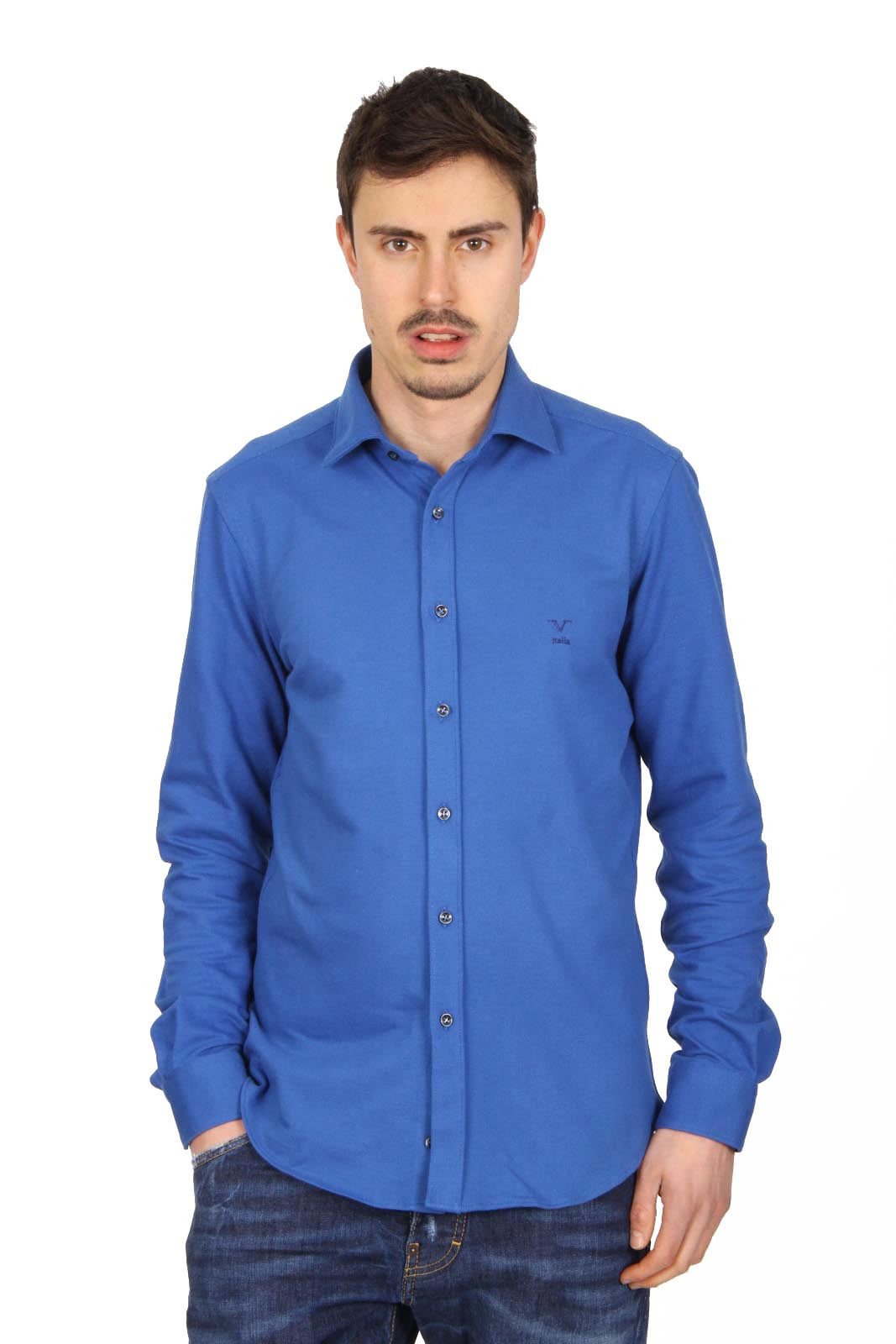 Versace 19.69 Abbigliamento Sportivo Srl mens long sleeve shirt Paris Piquet Bluette