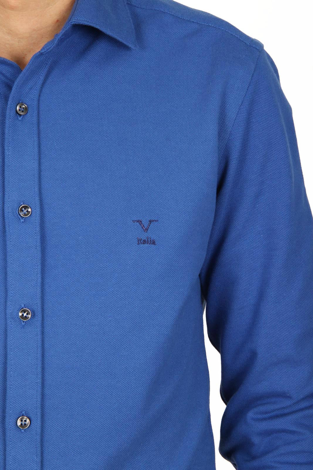 Versace 19.69 Abbigliamento Sportivo Srl mens long sleeve shirt Paris Piquet Bluette