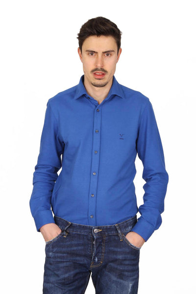 Versace 19.69 Abbigliamento Sportivo Srl mens long sleeve shirt Paris Piquet Bluette