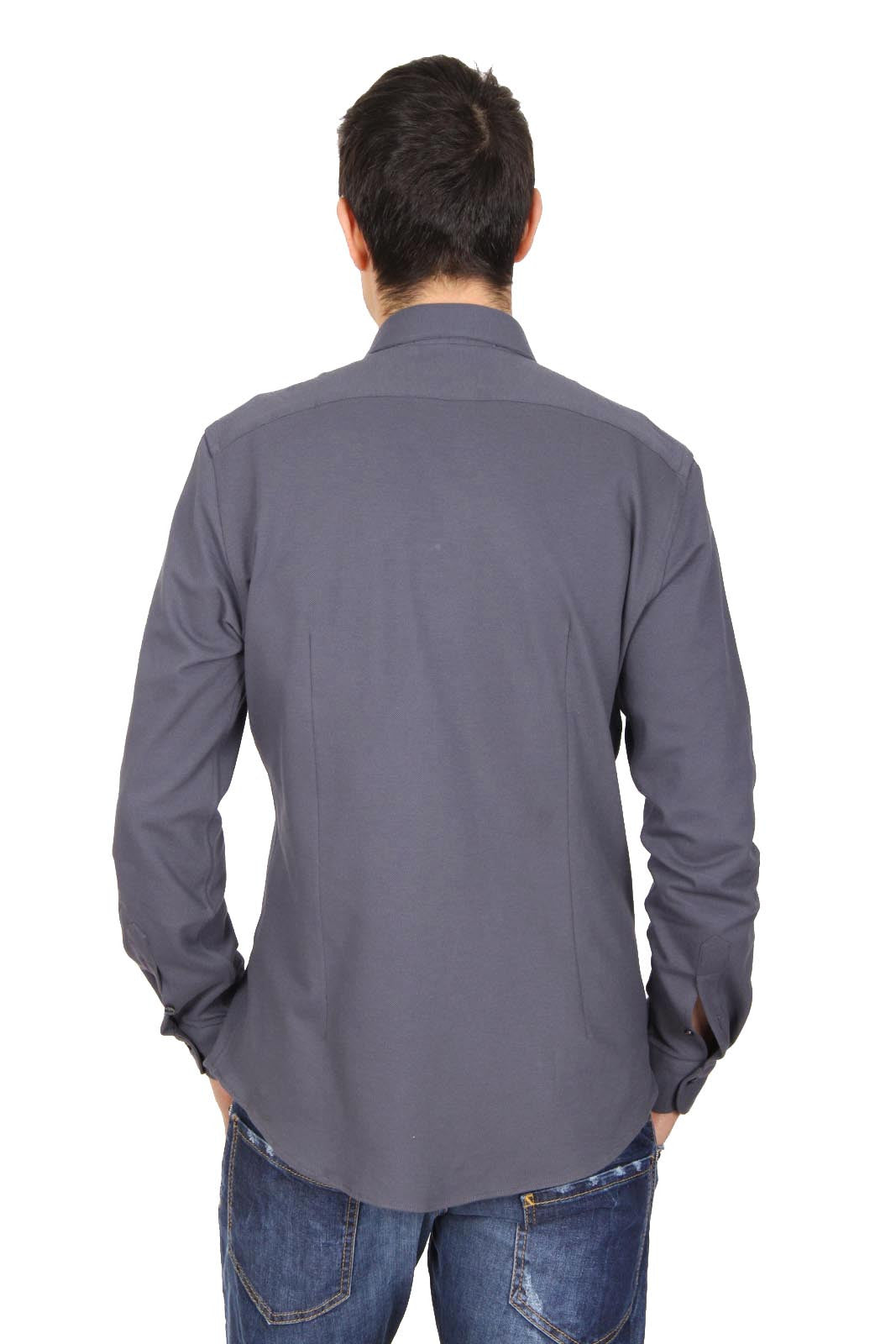 Versace 19.69 Abbigliamento Sportivo Srl mens long sleeve shirt Paris Piquet Grigio