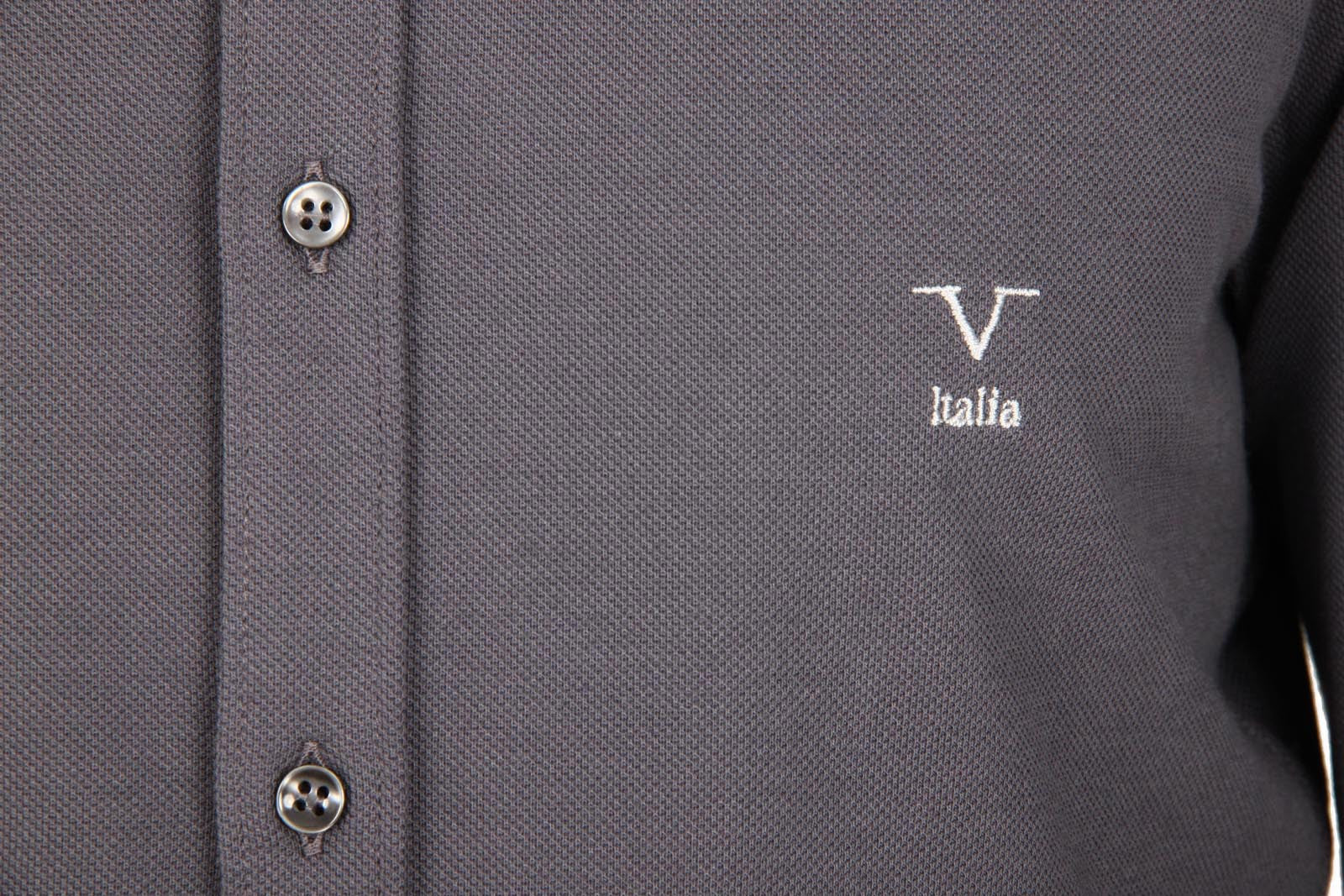 Versace 19.69 Abbigliamento Sportivo Srl mens long sleeve shirt Paris Piquet Grigio