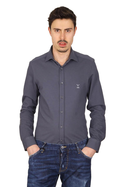 Versace 19.69 Abbigliamento Sportivo Srl mens long sleeve shirt Paris Piquet Grigio