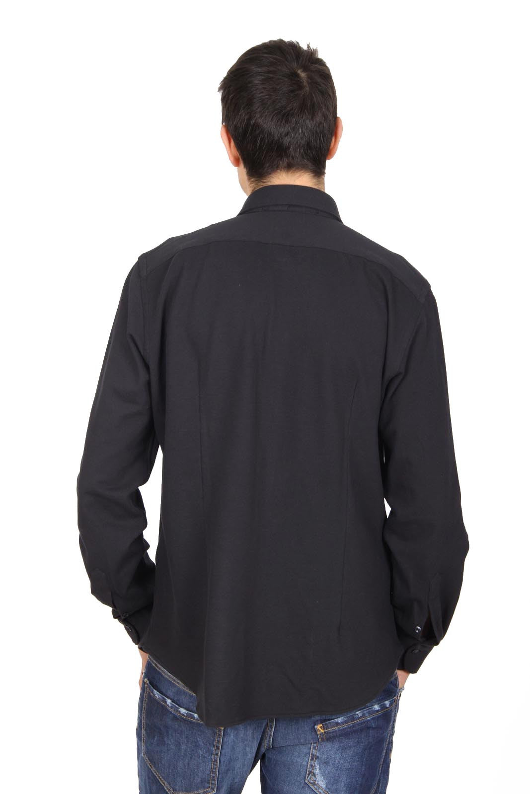 Versace 19.69 Abbigliamento Sportivo Srl mens long sleeve shirt Paris Piquet Nero