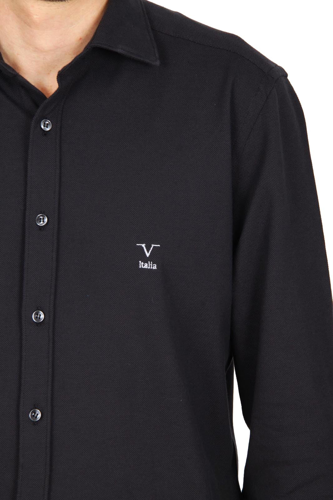 Versace 19.69 Abbigliamento Sportivo Srl mens long sleeve shirt Paris Piquet Nero