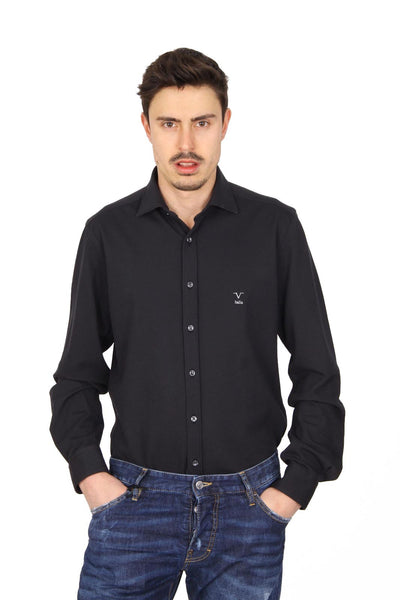 Versace 19.69 Abbigliamento Sportivo Srl mens long sleeve shirt Paris Piquet Nero